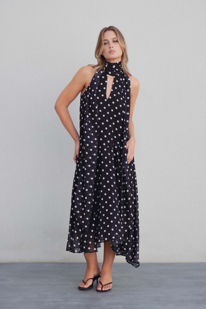 Vestido halter lunares