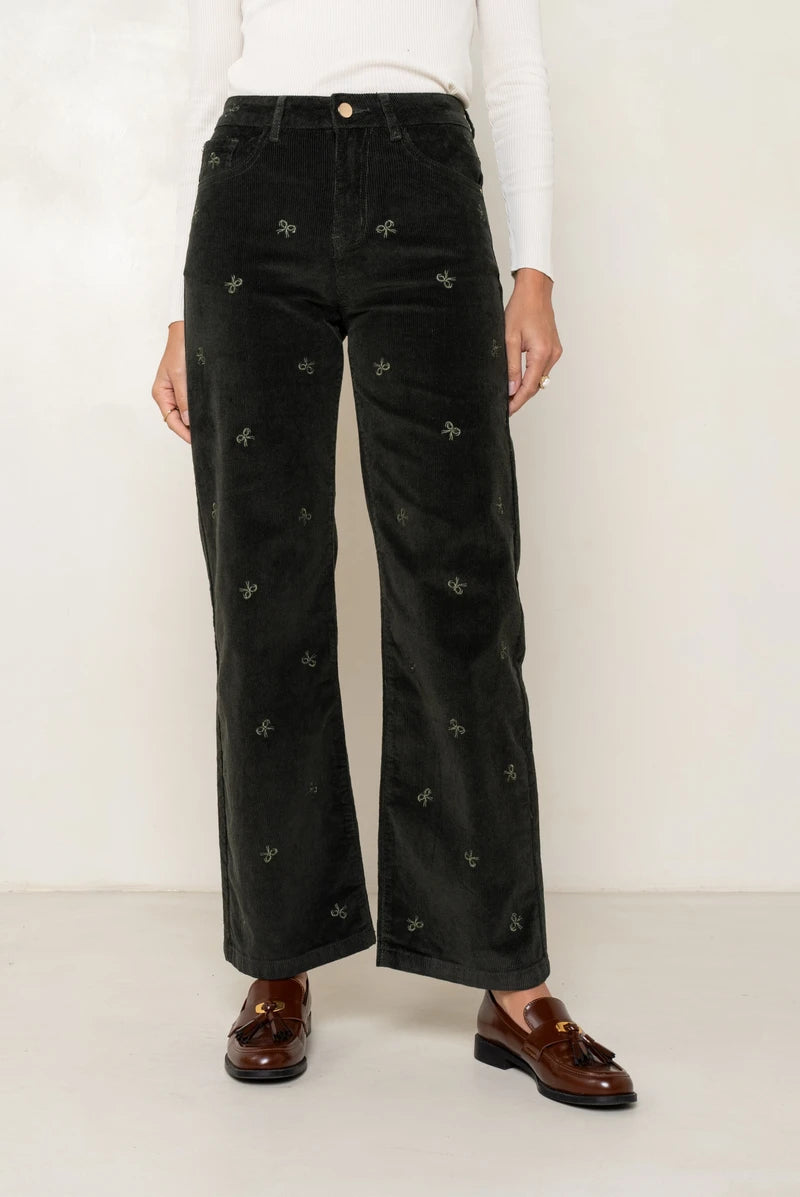 Pantalón terciopelo con lazos