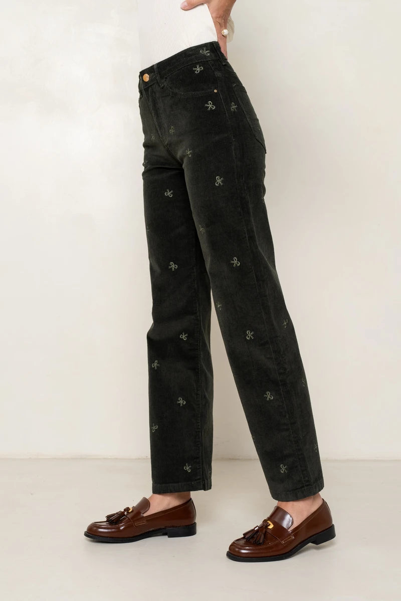 Pantalón terciopelo con lazos