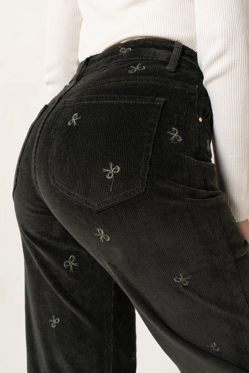Pantalón terciopelo con lazos